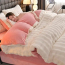 Axyaa Velvet Bedding Set: Duvet Cover, Comforter, Sheet, Pillowcase - 4pc Set