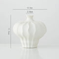 Axyaa White Ceramic Calabash Vase for Room Decoration and Floral Arrangement