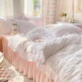 Axyaa Korean Princess Seersucker Bedding Queen Size Double Sheets Sets