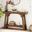 Axyaa Farmhouse 2-Tier Wood Console Table: Rustic Entryway Sofa Table