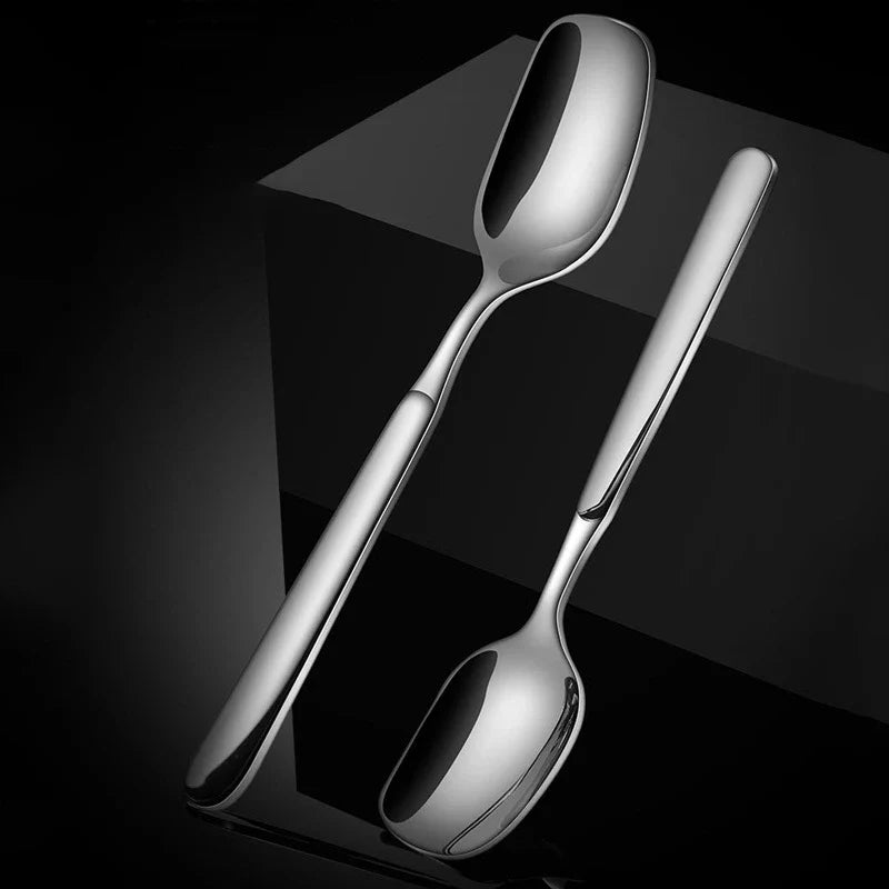 Axyaa Stainless Steel Square-headed Soup Ladle and Dining Spoon