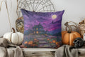 Axyaa Halloween Pillow Cover - Ghosts, Pumpkins, Bats Design