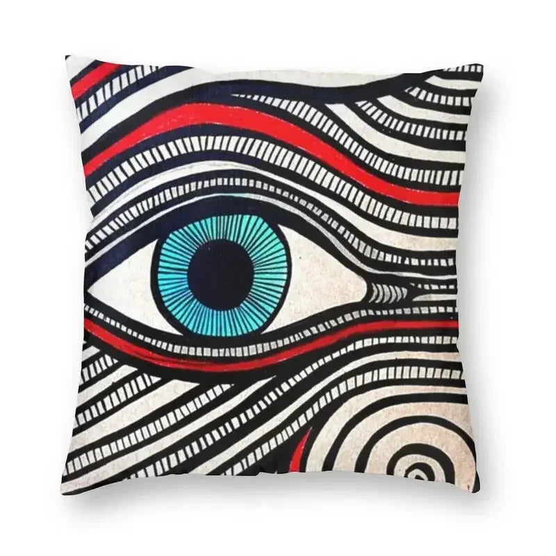 Evil Eye Black Art Cushion Cover Mystery Spirit Pillowcase by Axyaa