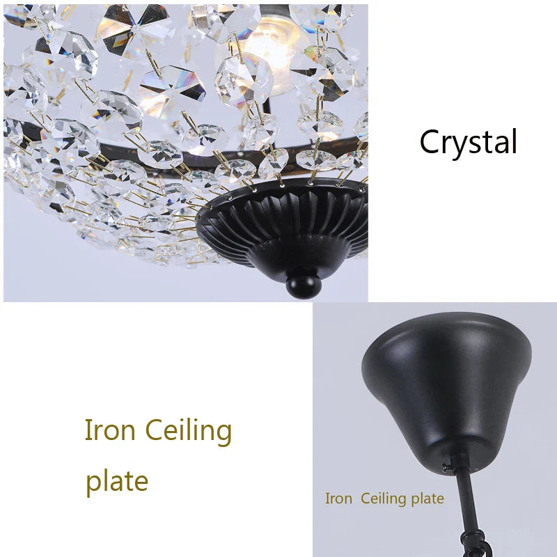 Axyaa Crystal Chandelier: Elegant Iron Art Pendant Lamp for Home Bar and Dining Room