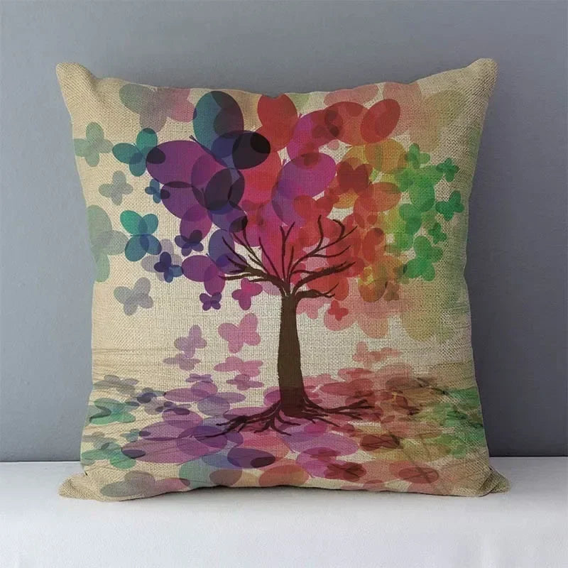 Axyaa Trees Printed Cozy Cushion for Living Room - Home Decor Pillowcase 45x45cm