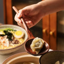 Axyaa Wooden Ramen Spoon with Long Handle, Japanese Style, Creative Turtle Shell Design