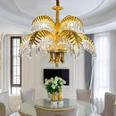 Axyaa Brass Crystal Chandelier for Villa Hall Hotel French Living Room