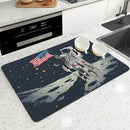 Axyaa Spaceman Coffee Cup Drying Mat Absorbent Non-Slip Kitchen Drain Mat