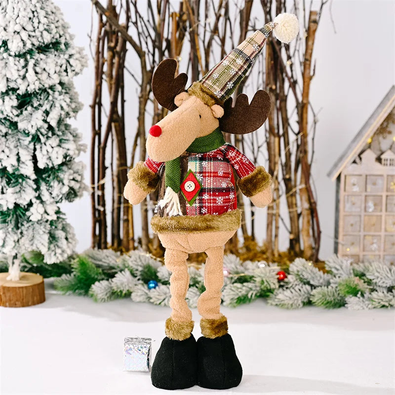 Axyaa Christmas Doll Ornaments Santa Snowman Elk Flexible Decor Xmas Gift