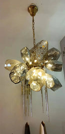Axyaa Glass Shades LED Chandelier Metal Art Chain Hanging Lamp Fixtures