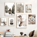 Nordic Elk House Winter Canvas Wall Art by Axyaa