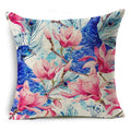 Axyaa Peacock Feather Linen Cushion Cover 45x45cm for Sofa Bed Decor