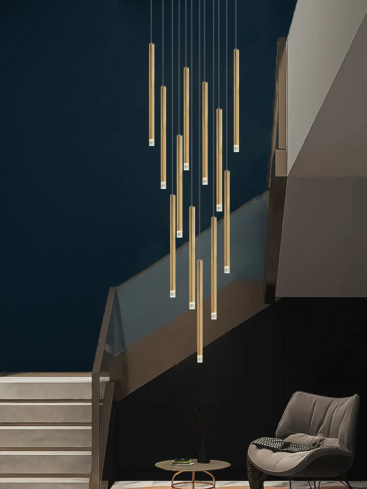 Axyaa Copper Cylinder Chandelier - Modern Nordic Kitchen & Living Room Lamp