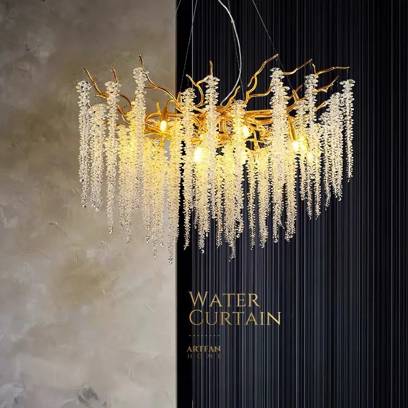 Luxury Tassel Crystal Chandelier - Axyaa's Modern French Design