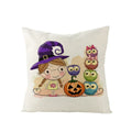 Axyaa Halloween Pillow Cover 45x45 - Pumpkin Owl Cat Spider Sofa Cushion Decor