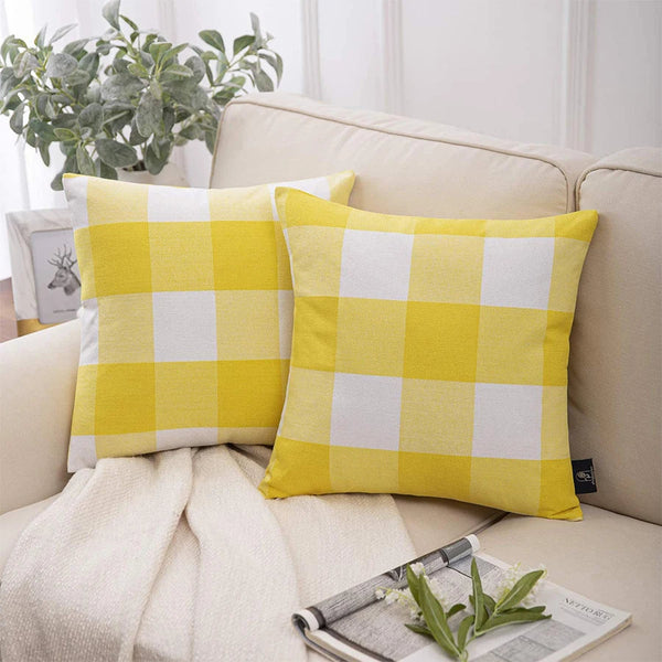 Axyaa Plaid Cushion Covers: Bright Color 45x45cm Home Decor Pillowcases for Cozy Sofas