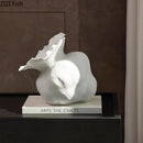 Axyaa White Ceramic Floral Bud Vase - Desk Decoration, Artificial Flowers, Room Decor