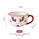 Axyaa Santa Claus Ceramic Mug Elk Coffee Cup Embossed Flower Teacup