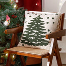 Axyaa Christmas Tree Snowflake Cushion Cover in Green and Red, Embroidered 45x45cm Square Pillowcase