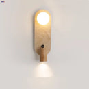 Axyaa Creative Wood Rotate LED Wall Lights with Glass Ball for Living Room