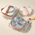 Axyaa Stainless Steel Square Lunch Box with Compartments and Cutlery