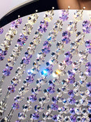 Axyaa Purple Crystal Chandeliers: Modern Minimalist Pendant Lamp for Restaurant, Bedroom & more