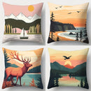 Axyaa Forest Sunset Pillowcase Set - 4pcs, Single-sided Print, 17.7" Home Decor