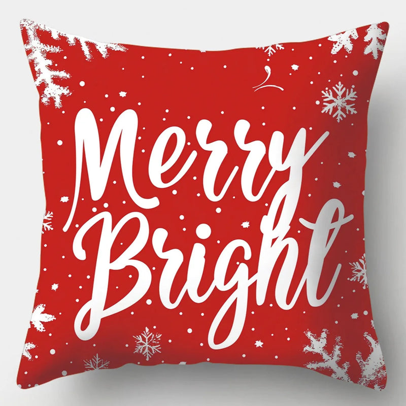 Axyaa Christmas Pillow Cover Set - Festive Santa Claus Snowman Plaid Print