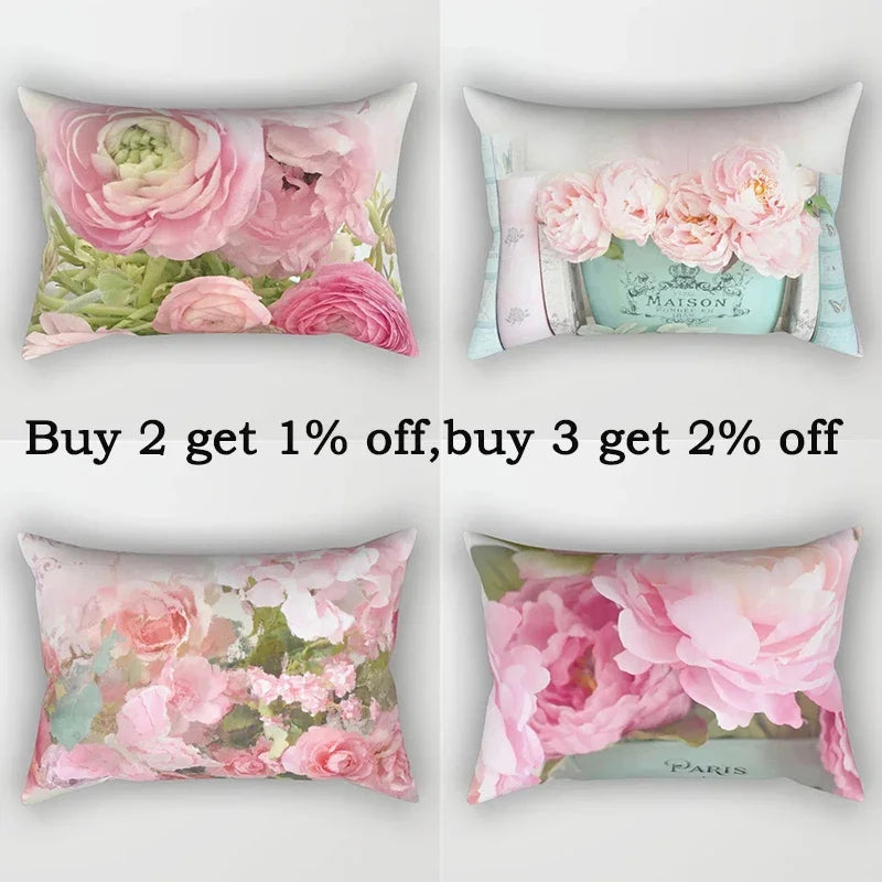 Pink Flower Polyester Pillowcase - Romantic Girl Room Aesthetic Decor
