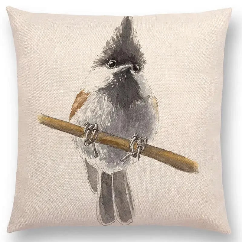 Birds Painting Cushion Cover - Axyaa Collection: Robin, Titmouse, Toucan, Sparrow, Firecrest, Cardinal, Bullfinch
