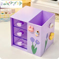 Axyaa Kawaii Desk Pen Holder & Organizer Box - Multifunctional Desktop Storage Organizing