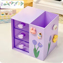 Axyaa Kawaii Desk Pen Holder & Organizer Box - Multifunctional Desktop Storage Organizing