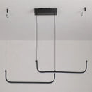 Axyaa Modern LED Pendant Light for Dining Room, Adjustable Height, Black Linear Fixture