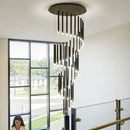 Axyaa Nordic Spiral Staircase Pendant Lights - Black Villa Living Room Chandelier