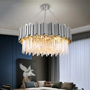 Axyaa Crystal LED Ceiling Lamp Silver Chandelier for Home Interior Decor