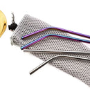 Axyaa Stainless Steel Drinking Straws Set with Cleaning Brush in Pouch
