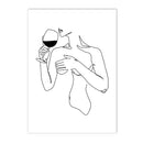 Axyaa Minimalist Wine Cup Woman Body Line Art Canvas Wall Print for Home Decor