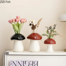 Axyaa Mushroom Ceramic Vase for Table Decoration and Flowers Arrangement