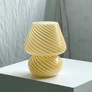 Axyaa Glass LED Mushroom Table Lamp: Korean Ins Style Striped Decor, Cute & Translucent