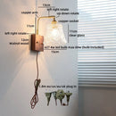 Axyaa Colorful Glass Gold Copper LED Wall Lamps with Switch - Bedroom, Bathroom, Stair Lighting