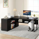Axyaa Executive L-Shaped Desk with Cabinet Storage and Shelves