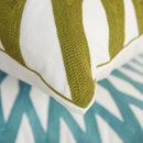 Axyaa Olive Green Yellow Floral Embroidery Pillow Cover 45x45cm Square Home Decoration