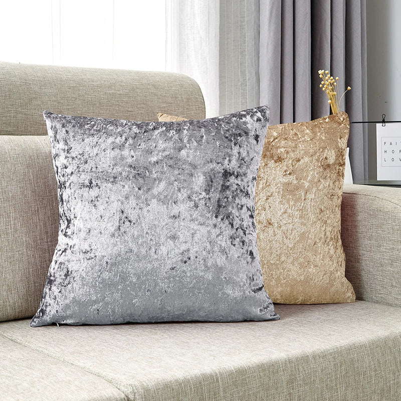 Axyaa Silver Ice Velvet Pillow Cover - Soft Modern Home Decor