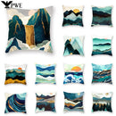 Axyaa Gold Mountains Geometric Sun Moon Cushion Cases- Home Decor Almofadas
