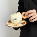 Axyaa Ceramic Latte Cup & Plate Set, Hand-painted Design for Afternoon Tea