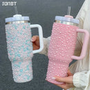 Axyaa 40oz Diamond Thermos Cup Stainless Steel Vacuum Flask Insulated Thermal Water Bottle