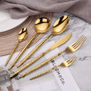 Axyaa Stainless Steel Cutlery Set - Hammer Handle Fork Spoon Dinner Utensils
