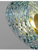 Axyaa Peacock Blue Glass Chandelier: Luxury Flower Design Pendant Lamp