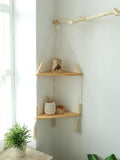 Axyaa Macrame Floating Corner Shelf Wall Decor Pot Stand NordHome Décor