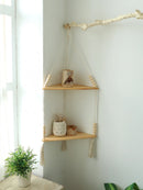 Axyaa Macrame Floating Corner Shelf Wall Decor Pot Stand NordHome Décor
